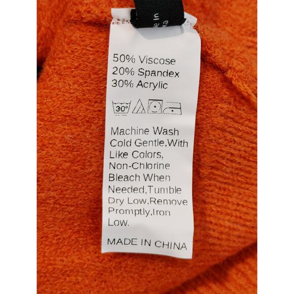 Zaful Mock Neck Sweater Knitted Halloween Pumpkin Orange Black Womens 8-10 NWT - Picture 4 of 7